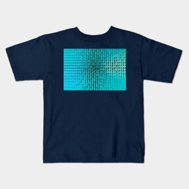 Binary Numbers, Computer Talk, Light Blue Kids T-Shirt by tommysphotos